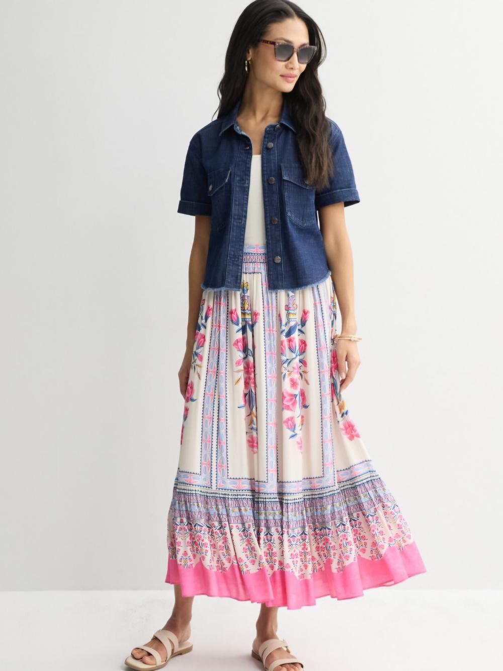 Farmers Market Pink Floral Boho Maxi Skirt | Size Small - NWT
